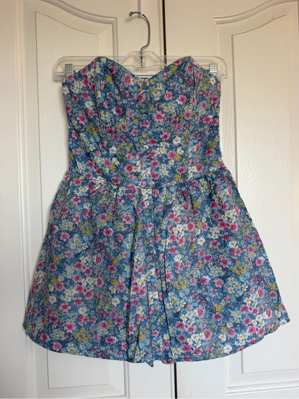 URBAN OUTFITTERS Pins & Needles Blue Floral Strapless Dress